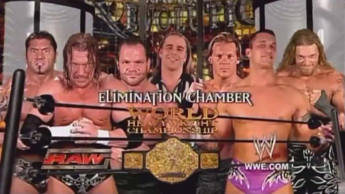 New year s revolution 2005 elimination chamber graphic